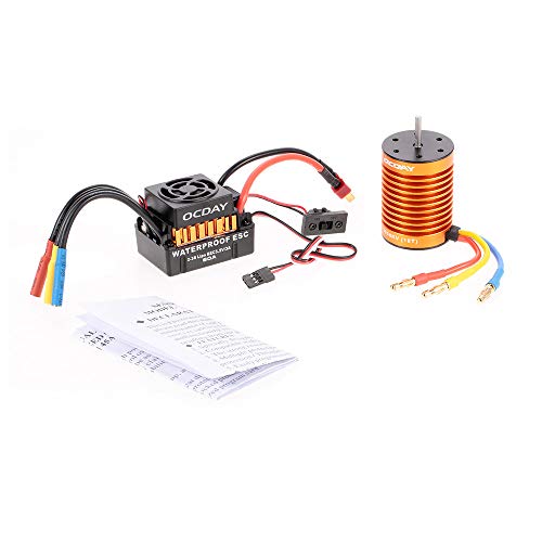 GoolRC 10T 3930KV 4 Poles Sensorless Brushless Motor and Waterproof 60A Sensorless Brushless Car ESC for 1/10 RC Car Truck Boat