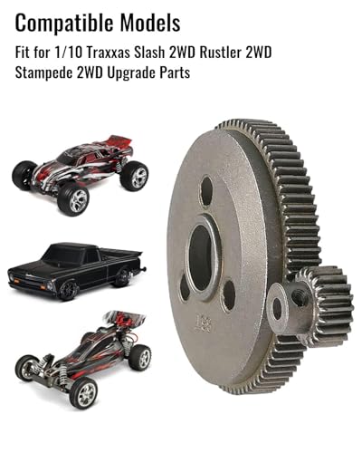 86T 48P Spur Gear Set Fit for 1/10 Traxxas Slash 2WD Rustler/Stampede 2WD | Replace 4686, with 19T 21T Pinions Gear Sets Metal Steel