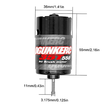OGRC Motor 550 21T Brushed Motor 1/10 RC Crawler Motor for TRX4 SCX10 | 3-Slot 12900 Max RPM RC Car Motor for 1/10 TRAXXAS Redcat Axial RC4WD D90 and 1/6 Jeep Willys 1941 MB Military Truck - size: 35T