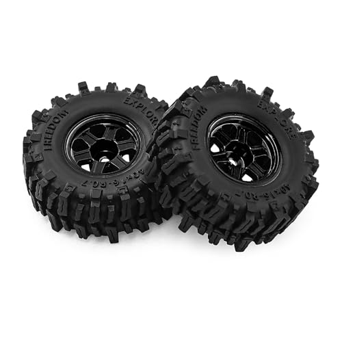 0.7 Inch RC Crawler Tires and Wheels Set 40×16mm for 1/30 Scale Axial SCX30 (Black) - color: Black