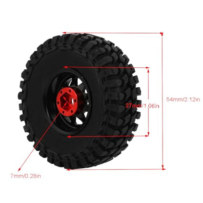 1.0 Beadlock Wheel Soft Tires Set -3.78mm Offset Wheel Rims for 1/18 1/24 RC Crawler Car Axial AX24 SCX24 FMS FCX24 TRX4M (Black) - color: Black