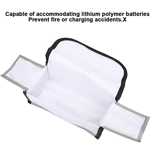 Fireproof Explosion Proof Lipo Battery Bag, Safety Storage Charging Pouch, High Tech Material Bag with Lithium Batteries, 190x75x80mm (Silver)