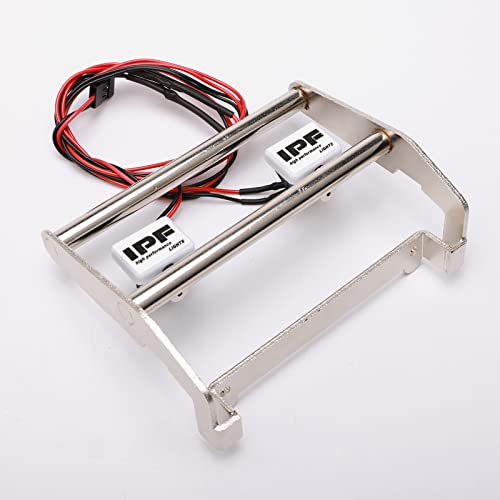 Silver RC Metal Front Bumper w/LED Lights for TRX-4 Ford Bronco 1/10 Trail Crawler Truck (Include CH3 Light Controller and Screwdriver)