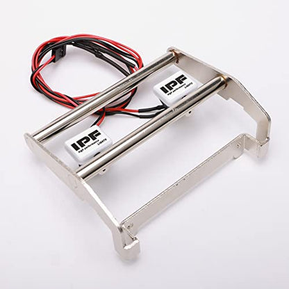 Silver RC Metal Front Bumper w/LED Lights for TRX-4 Ford Bronco 1/10 Trail Crawler Truck (Include CH3 Light Controller and Screwdriver)