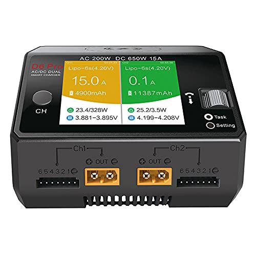 HOTA D6 Pro Lipo Charger AC200W DC650W 15A for LiHv Nicd NiMH Lipo Battery with Balance Phone Wireless Charging RC Car Drone Parts