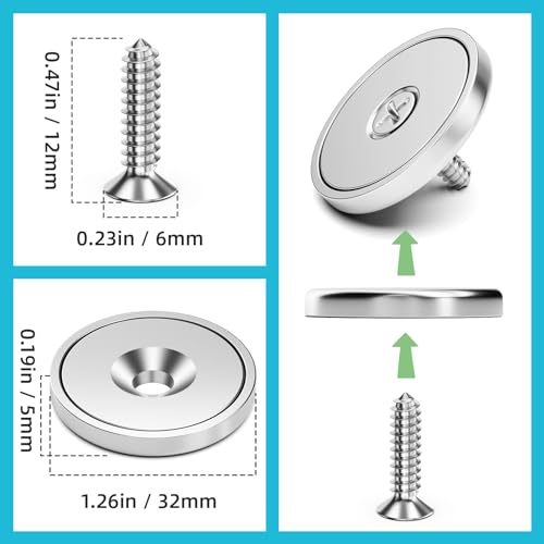 16 Pack 110 LBS Strong Magnets with Holes Neodymium Round Cup Magnets with Screws Rare Earth Magnet for Wall Mounting, Waterproof Countersunk Hole for Kitchen Garage Holding Tools DIY Crafts - size: 16 Pack 110LBS