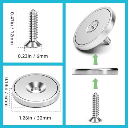 16 Pack 110 LBS Strong Magnets with Holes Neodymium Round Cup Magnets with Screws Rare Earth Magnet for Wall Mounting, Waterproof Countersunk Hole for Kitchen Garage Holding Tools DIY Crafts - size: 16 Pack 110LBS