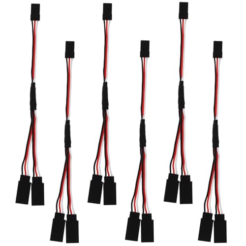 6Pcs 3 Pin JST Plug Splitters Servo Cord Wire,15 cm Male to 2 Female | Y harness connector servo extension cable. Fit for Futaba JR RC Car Airplanes - size: Male to 2 Female