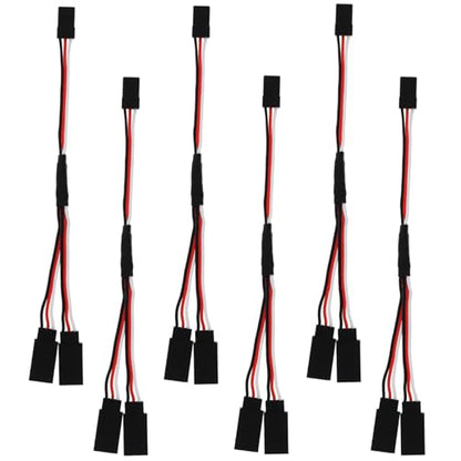 6Pcs 3 Pin JST Plug Splitters Servo Cord Wire,15 cm Male to 2 Female | Y harness connector servo extension cable. Fit for Futaba JR RC Car Airplanes - size: Male to 2 Female