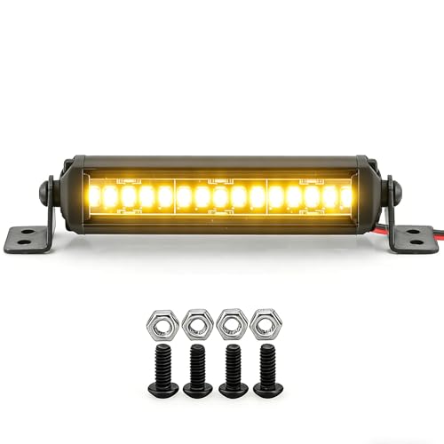 stmu 2.98 Inch 15 LED RC Light Bar Aluminum RC Roof Light Kit, RC Crawler Accessories Compatible with Axial SCX10 Traxxas TRX4 TRX4M Arrma Senton Redcat GEN7 1/10 & 1/18 Scale