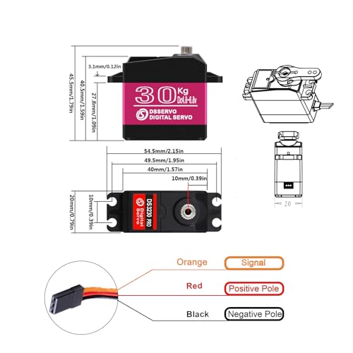 2 Pack High Torque Full Metal Gear 30KG Digital Servo Motor, DS3230MG Upgraded Waterproof Steering RC Servo for 1/8 1/10 Scale RC Car Crawler Control Angle 180°