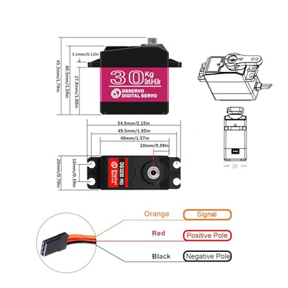 2 Pack High Torque Full Metal Gear 30KG Digital Servo Motor, DS3230MG Upgraded Waterproof Steering RC Servo for 1/8 1/10 Scale RC Car Crawler Control Angle 180°