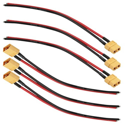 XT60 Connector Plug Cable with Plug and Socket Pigtail Leads (6 Pcs) | XT 60 Connector Adapter with 12AWG 100 mm Ultra‑Flexible Silicone Wire, Suitable for RC LiPo Battery Drone, Car, Boat - color: 12 Awg