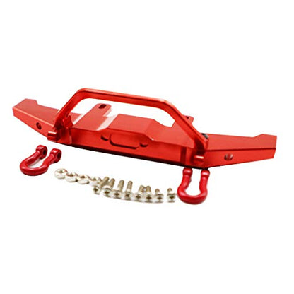 1:16 WPL C14 C24 RC Truck Aluminum Alloy Front Bumper with Red Hooks, Adjustable Height, Easy Installation - Metal, Weight and Compact - for Rock Crawler - Red - color: Red