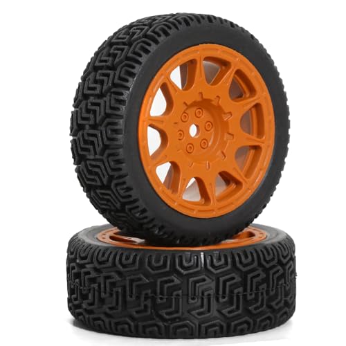 REDSPIDER 12mm Hex RC Wheels and Tires Nylon Wheel Rims OD68mm Rubber Tires Compatible with Tamiya TT01 TT02 XV01 HSP HPI Kyosho Traxxas WLtoys 1/10 1/12 On-Road Touring Car (Brown) - color: Brown