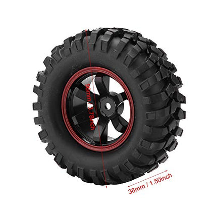 RC Car Tires, 4 Pcs 6 Holes Rubber with Hubs Off-Road Tires for 1/10 Scale RC Crawler Vehicle Enthusiasts and Off-Road Adventure Scenarios