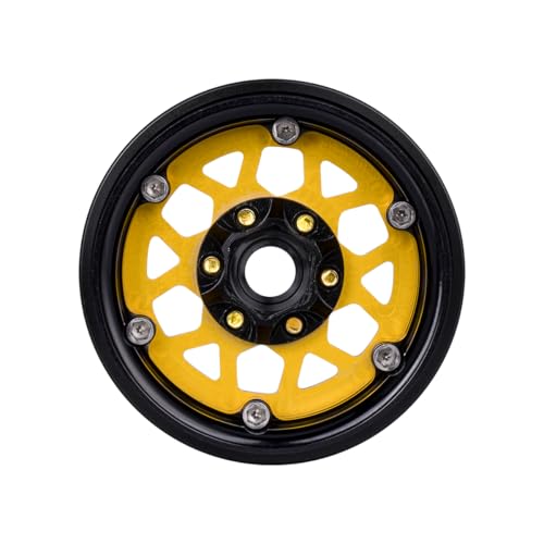 4pcs CNC Aluminum 1.9 Beadlock Wheel Hub Rim for 1/10 RC Crawler Car SCX10 RC4WD D90 TRX4 Capra VS4-10 CC01 LCG Tires Upgrades (Gold) - color: Gold