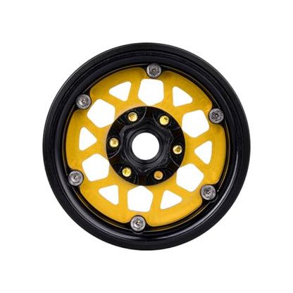 4pcs CNC Aluminum 1.9 Beadlock Wheel Hub Rim for 1/10 RC Crawler Car SCX10 RC4WD D90 TRX4 Capra VS4-10 CC01 LCG Tires Upgrades (Gold) - color: Gold