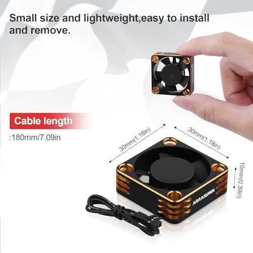 RC Car Motor Cooling Fan Heatsink 2Pack 28000RPM Brushless ESC Cooling Fan | RC Cooling Fan for RC Car 1/8 1/10 540 550 Motor (Black+Gold) - color: Black Gold 2Pack