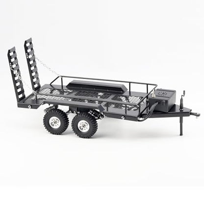 RC Trailer Metal Hitch Mount Trailer with Light Strip for TRX4M Defender Bronco F150 FCX18 SCX24 FCX24 AX24 Etc 1/18 1/24 RC Crawler Car,RC Trucks with Trailers Upgrades Accessories