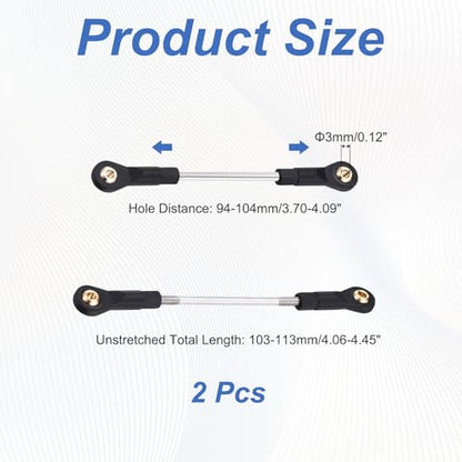 MECCANIXITY 2Pcs Adjustable Turnbuckles Camber Links, 94-104mm Turnbuckle Rod Steering Servo Linkage with M3 Ball Head Rod Ends for RC Car Replace Parts DIY - size: 94-104mm