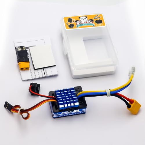GOUPRC 80A 2S-3S LiPo Metal Brushed ESC Electronic Speed Controller T-plug/XT60 Plugs for 1/10 RC Car RC Boat for Use with 540/550/750 Motors - color: Blue