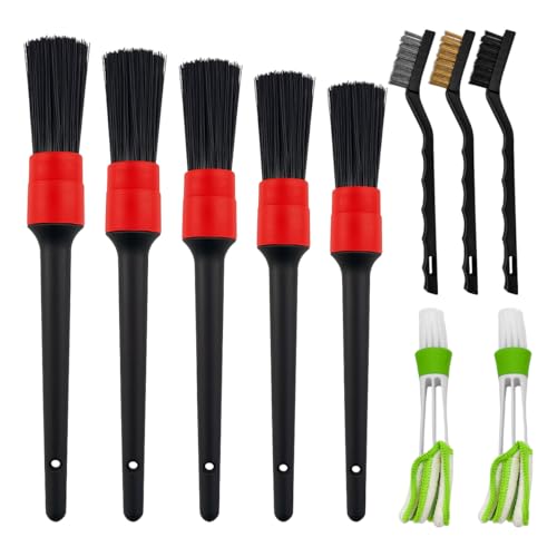 10PCS Car Detailing Brush Set, Vehicle Interior Cleaning Kit Includes Steel Wire and Air Vent Brushes, Automotive Detail Dusting Cleaner Tool Set, Universal for Most Vehicles - size: 10PCS