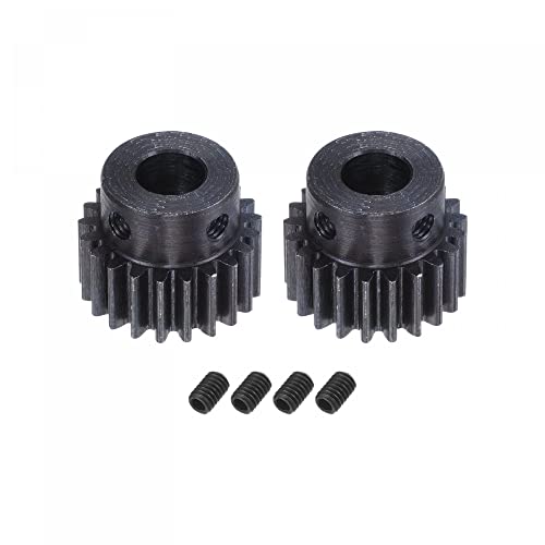 uxcell 1Mod 21T Pinion Gear 8mm Bore Hardened Steel Motor Rack Spur Gear with Step for RC Car Truck Buggy Gear Drive, 2 Set
