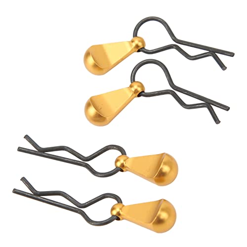 Generic 50 Pcs Universal RC Body Clips R Pins 1/8 1/10 Scale RC Car Clips Stainless Steel with Aluminum Alloy Pull Tabs for Cars Off Road Buggy Truck Parts (Gold) - color: Gold