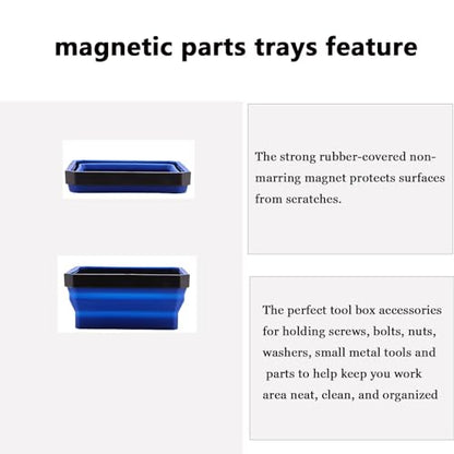 Collapsible Magnetic Parts Tray Set & Flexible Magnetic Bolt Tray, 3 Different Size Magnetic Screw Holder & Pick-Up Sweeper for Screw, Bolts, Nuts, and Other Metal Parts