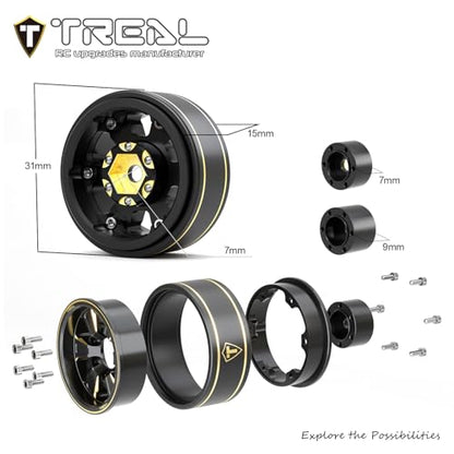TREAL 1.0 Beadlock Wheels Brass Heavy Weight Wheel Rims (4P) for SCX24 C10 Deadbolt Dodge AX24 FCX24 1/24 Crawler TRX4M 1/18 RC Crawler - style: Type B