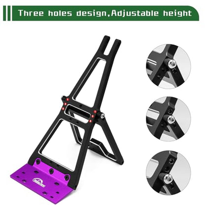 Aluminum RC Winch Double Stent Rescue Set Truck Tow Crane Arm Wrecker Kit with 360° 35KG Servo for 1/10 SCX10 TRX4 RC Crawler and Trailer RC Upgrade Parts - color: Black & Purple