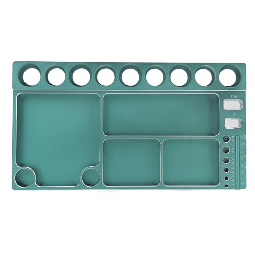RiToEasysports RC Screwdriver Tool Storage Rack Magnetic Screw Tray Aluminum Alloy with 4pcs Magnetic Pads for RC Cars Airplanes Helicopters Repair (Green) - color: Green
