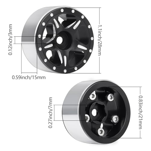HobbyPark 1.0 Beadlock Wheels for TRX4M AX24 SCX24 FCX24 Enduro24 1/18 1/24 RC Crawler Car (Style B) - style: Style B