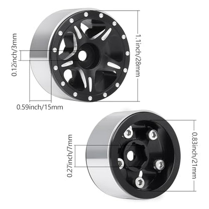 HobbyPark 1.0 Beadlock Wheels for TRX4M AX24 SCX24 FCX24 Enduro24 1/18 1/24 RC Crawler Car (Style B) - style: Style B
