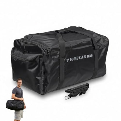 RC Car Bag with Bottom Partition & Fixing Straps, RC Car Carrying Case for 1/8 1/10 RC Crawler Truck, RC Car Storage with Shoulder Strap, for Traxxas TRX4 Axial SCX10 Tamiya CC01 Arrma Mojave - color: Black-2