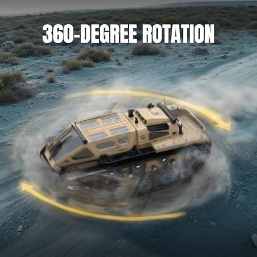 RC Tank, 1:16 Remote Control Truck for Beginners & Adults | Off-Road RC Trucks, 4WD Crawler, 360° Rotating Drifting, 2 Batteries - color: Yellow, size: 1:16