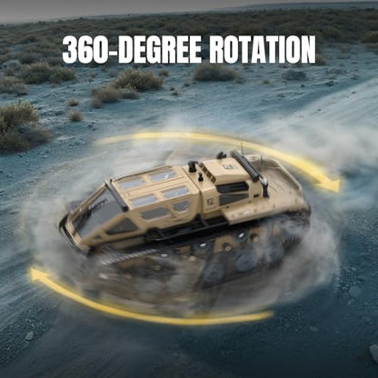 RC Tank, 1:16 Remote Control Truck for Beginners & Adults | Off-Road RC Trucks, 4WD Crawler, 360° Rotating Drifting, 2 Batteries - color: Yellow, size: 1:16
