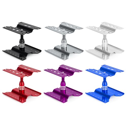 RC Car Repair Workstation,Aluminum 360 Degree Rotation Lift Lower Work Stand Body Mounts for SCX24 TRX4M FCX24 1/18 1/24 Scale RC Truck Crawler Buggy (Silver)