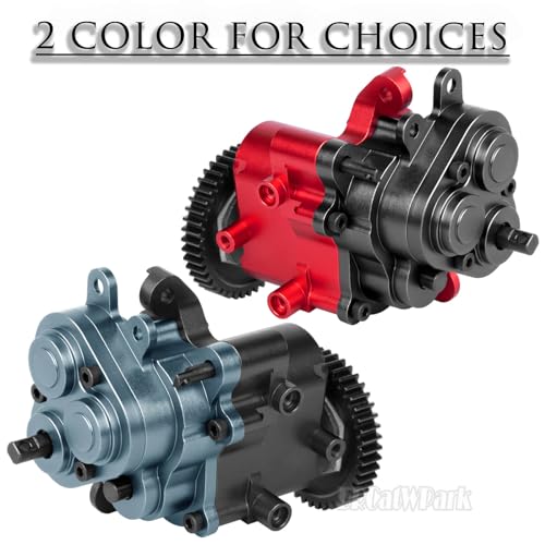 Aluminum Transmission Gearbox with Metal Internal Gears and Bearings Upgrades Part for 1/10 TRX4 TRX6 RC Crawler Car,2 Speed Transmission Gearbox,Titanium/Black - color: Titanium & Black - (Gearboxs)
