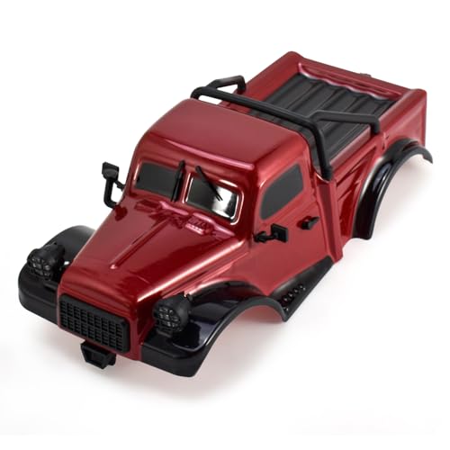 1/18 RC Pickup Truck Body Shell, ABS Impact-Resistant Upgrade for TRX4M Defender/Bronco/Wrangler (Red) - color: Red