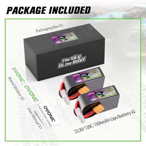 OVONIC 6S 1300mAh 120C 22.8V LiHV Battery for 1/10 Rock Crawler with XT60 Plug