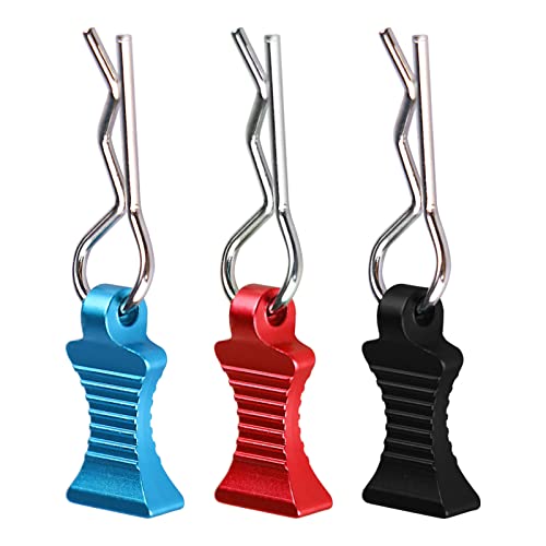AIMROCK RC Body Clips R Pins 30-Degree Angle With Pull Tabs for 1/10 1/12 Traxxas Arrma Axial Losi HPI Car Crawler Truck Buggy (Red) - color: Red