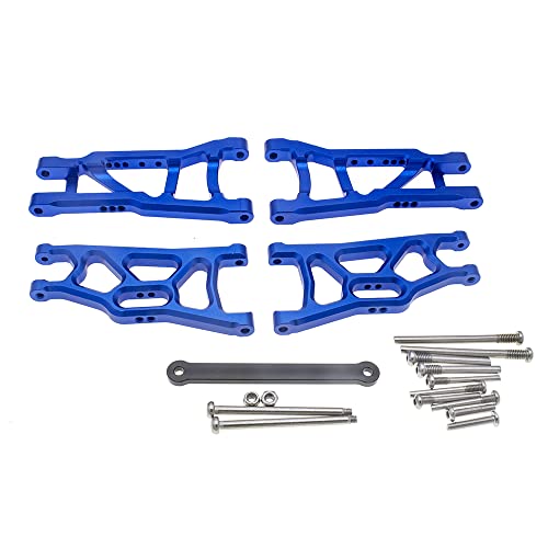Aluminum Front&Rear Suspension A-Arms&Tie Bar for 1/10 Traxxas Slash 2WD RC Car Upgrade Parts Hop Ups, Replacement of 2555 3631 2532 - color: Dark Blue
