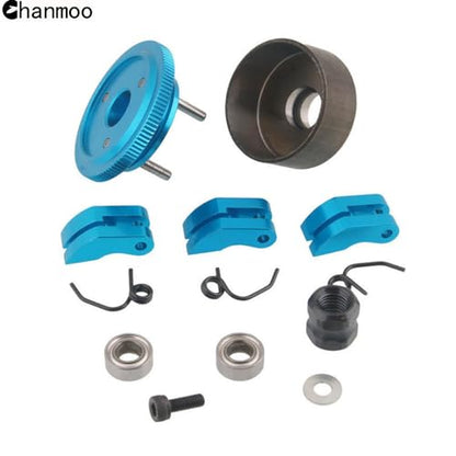 1/8 RC Car 14T Clutch Bell Flywheel Assembly Kit Shoes Bearings Gear Engine Nut Springs Cone for 1:8 RC Buggy Truck Car KYOSHO HPI HSP Axial Himoto 21-28cxp Nitro Engine Parts (Blue) - color: Blue