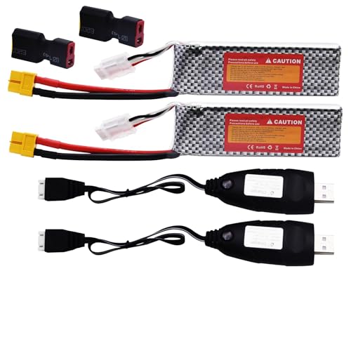 Blomiky 2 Pack 11.1V 3S 2200mAh Lipo Battery with XT60 Plug for Remote Control Evader BX Car RC Truck RC Truggy RC Airplane UAV Drone FPV Boats / 3S 2200mAh XT60 and USB