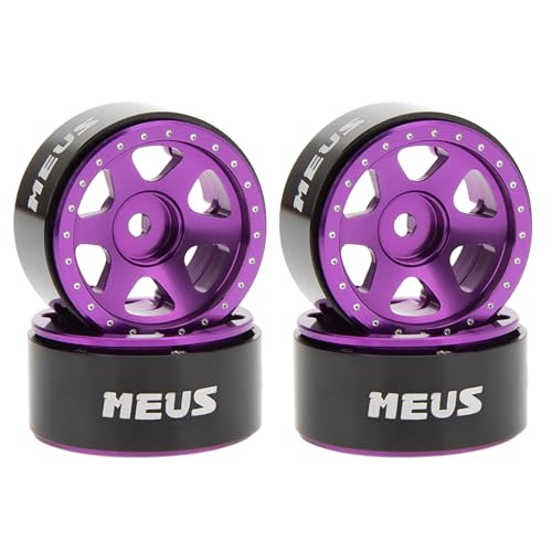 MEUS RACING 0.7 Beadlock Wheels Rims Deep-Dish Wheel for Axial SCX30 1/30 RC Crawler Upgrades (Type F, Purple) - color: Type F, Purple