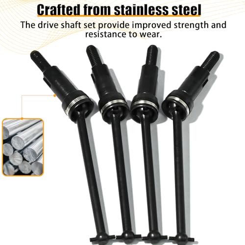 Hardened Steel CVD Driveshaft Front Rear with Hexs, Nuts, Drive Center Cup, Drivershaft Dogbone CVD Compatible with ARRMA 1/18 Mojave Granite GROM ARA2102, Replace #ARA311198 (Black,Blue) - color: Black-blue