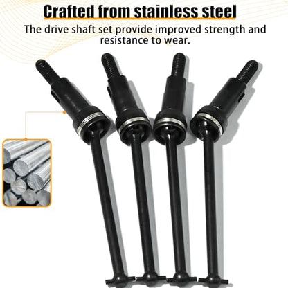 Hardened Steel CVD Driveshaft Front Rear with Hexs, Nuts, Drive Center Cup, Drivershaft Dogbone CVD Compatible with ARRMA 1/18 Mojave Granite GROM ARA2102, Replace #ARA311198 (Black,Blue) - color: Black-blue