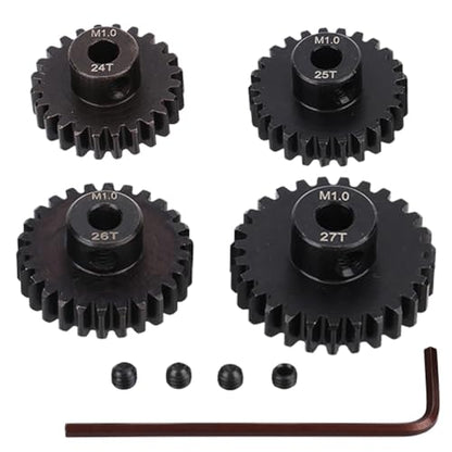 4PCS M1 5mm Shaft Hole 24T 25T 26T 27T Steel Pinion Motor Gear Compatible with 1/8 RC Car Brushed Brushless Motor